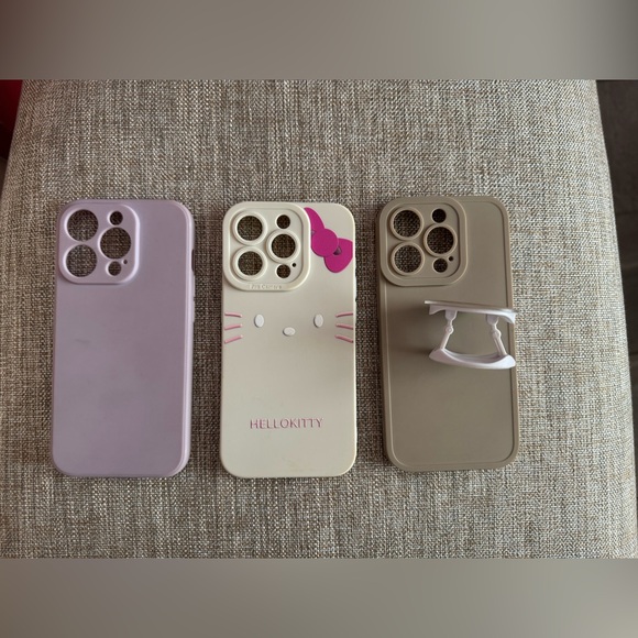 New! 3pcs iphone 15pro case bundle hello kitty & solid color - Picture 2 of 3